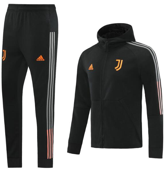 Juventus Black Orange Hoodie Jacket Suit with Pants 2020/21